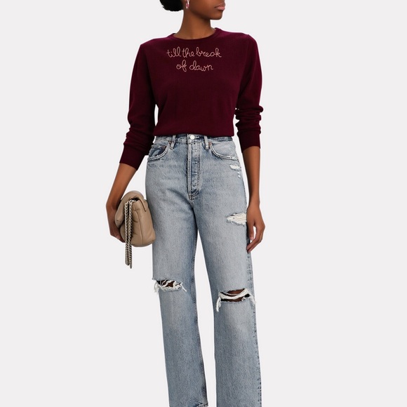 NWT Lingua Franca Till The Break Cashmere Crewneck Sweater - Picture 4 of 7